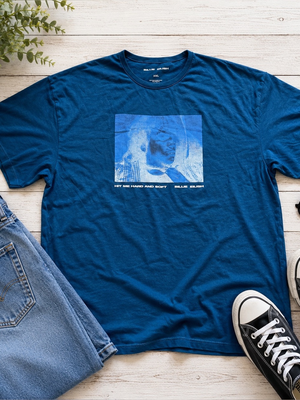 Billie Eilish Hit Me Hard and Soft Graphic Tee Blue Album Merch XXL New